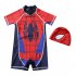 Boys One piece Swimsuit Trendy Spider Men Printing Short Sleeves Sunscreen Swimwear For Swimming As shown S