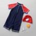 Boys One piece Swimsuit Trendy Spider Men Printing Short Sleeves Sunscreen Swimwear For Swimming As shown S