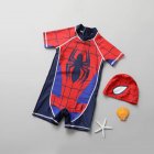 Boys One-piece Swimsuit Trendy Spider Men Printing Short Sleeves Sunscreen Swimwear For Swimming As shown S