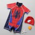 Boys One piece Swimsuit Trendy Spider Men Printing Short Sleeves Sunscreen Swimwear For Swimming As shown S