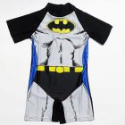 Boys One-piece Swimsuit Fashion Cartoon Printing Short Sleeves Round Neck Swimwear bat suit 3-4year M