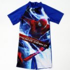 Boys One-piece Swimwear Trendy Cartoon Printing Short Sleeves Round Neck Quick-drying Swimsuit spider man 8-11year 2XL