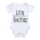 Boys Short Sleeve Round Little Brother&Big Brother Print T-shirt Snap Closure Romper 2pcs Cloth Set