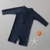 Boys Toddler Swimsuit Long sleeved Sunscreen Striped Bathing Surfing Suit Quick drying One piece Swimsuit sapphire 7 8Y XL