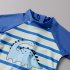 Boys Toddler Swimsuit Long sleeved Sunscreen Striped Bathing Surfing Suit Quick drying One piece Swimsuit sapphire 7 8Y XL