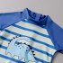 Boys Toddler Swimsuit Long sleeved Sunscreen Striped Bathing Surfing Suit Quick drying One piece Swimsuit sapphire 7 8Y XL