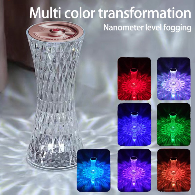 Home Crystal Table Lamp Air Purifier Built-in Usb Humidifier Colorful Night Light For Bedroom Living Room 