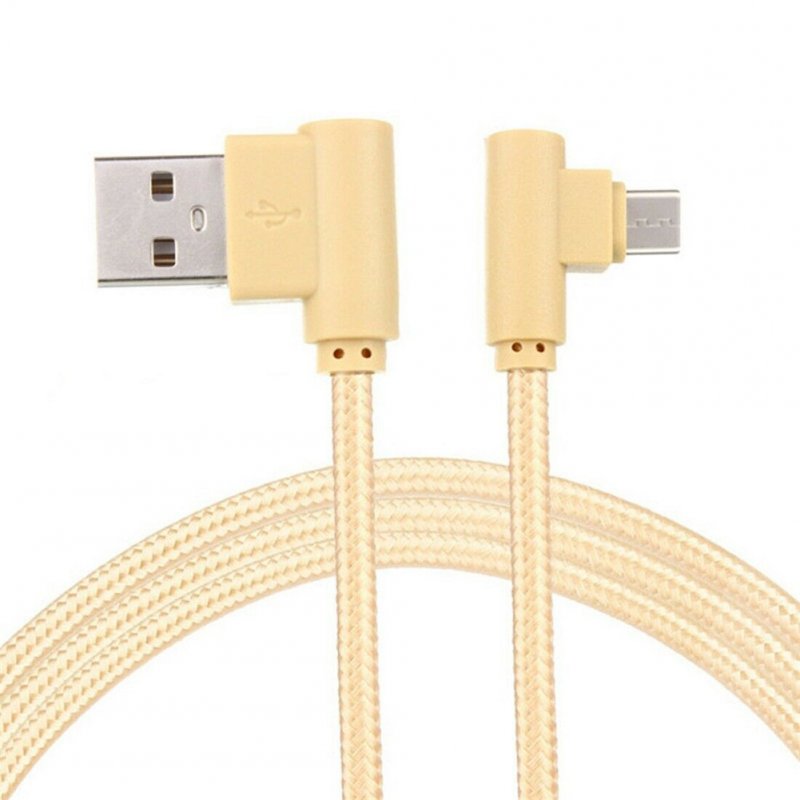 Braid USB Nylon Charging Cable L Shape Line for Type-c Android Xiaomi micro gold