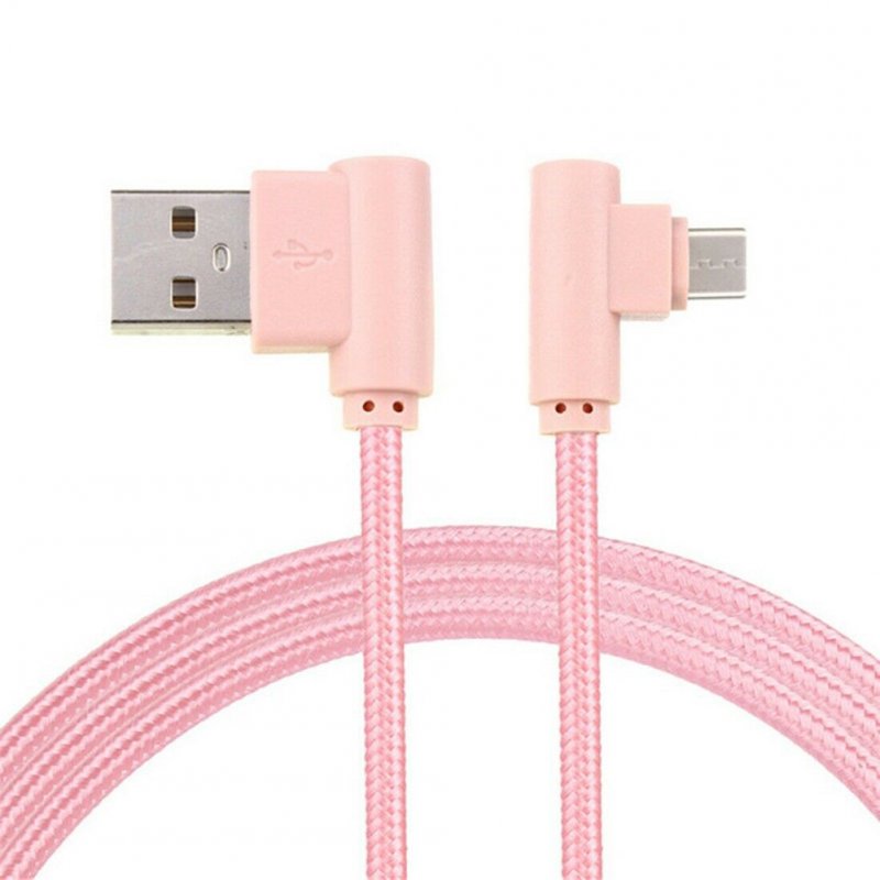 Braid USB Nylon Charging Cable L Shape Line for Type-c Android Xiaomi micro (Rose gold)
