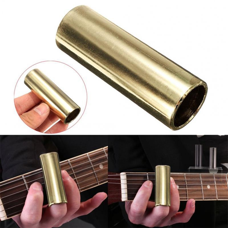 Brass Bass Guitar Slide Guitar String Finger Tube Slider for Stringed Instrument Ukulele Parts Gold_70mm length