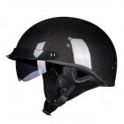 Breathable Half Face Motorcycle Helmet Retro Design Racing Motorbike Helmets  Carbon black_XL