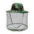 Breathable  Hat With Mesh Outdoor Anti Mosquito Bee Repellent Head Cover With Net ArmyGreen One size