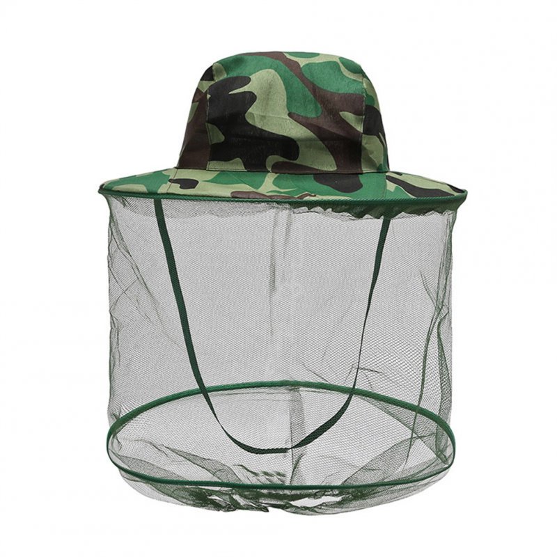 Breathable  Hat With Mesh Outdoor Anti Mosquito Bee Repellent Head Cover With Net camouflage_One size