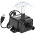 Brushless  DC Water Pump Super Silent Aquarium Fish Tank USB Submersible Water Pump Black