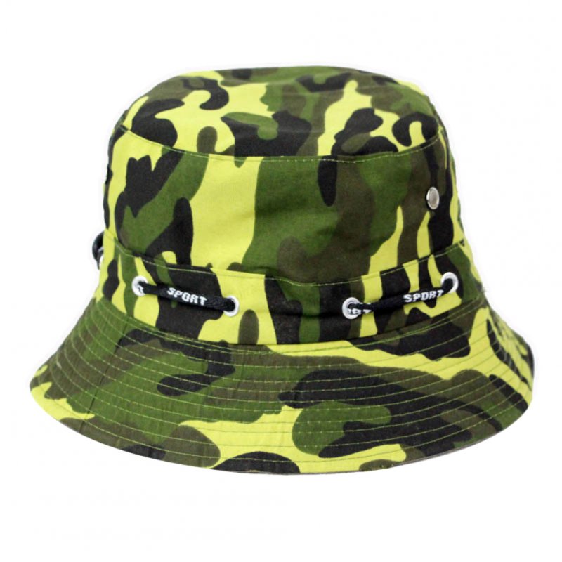Bucket Hats Men Outdoor Fisherman Hat Cotton Fishing Cap Camouflage Bucket Caps ArmyGreen_adjustable