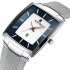 Business Wristwatch for Men Waterproof Square Watch Mesh Belt Quartz Watch white