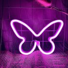 Butterfly LED Light Battery/USB Powered Luminous Wall Decorative Lamp For Home Living Room Party Festival Decor Purple