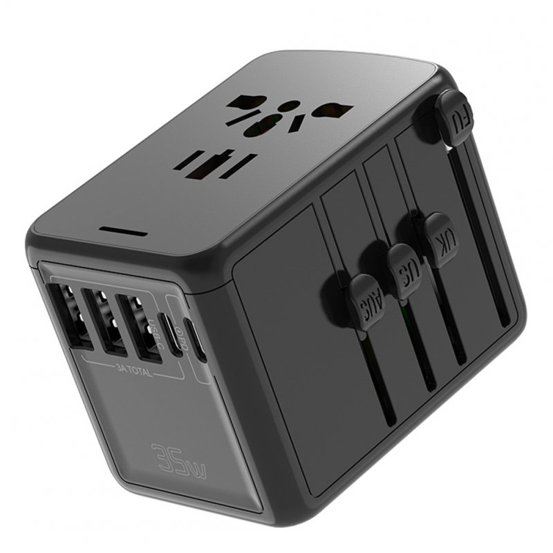 Pd35w Charging Stand Dual Type-c Plug Converter Travel Charger 8 Bits Multi-country Conversion