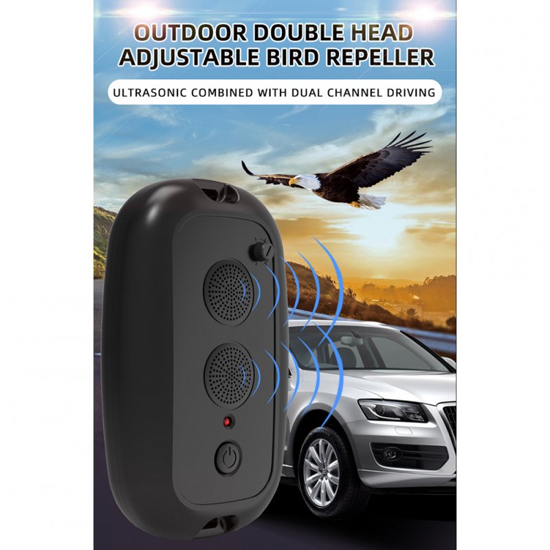 Outdoor Ultrasonic Animal Repellent With Motion Sensor Adjustable Double Headed Bird Repeller Animal Deterrent Devices 