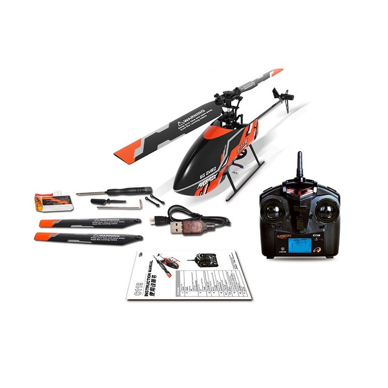 C119 4CH 6 Axis Gyro Flybarless RC Helicopter with liquid crystal Remote Controller RTF 2.4GHz VS WLtoys V911S Upgrade Edition Right-hand throttle (Mode 1)