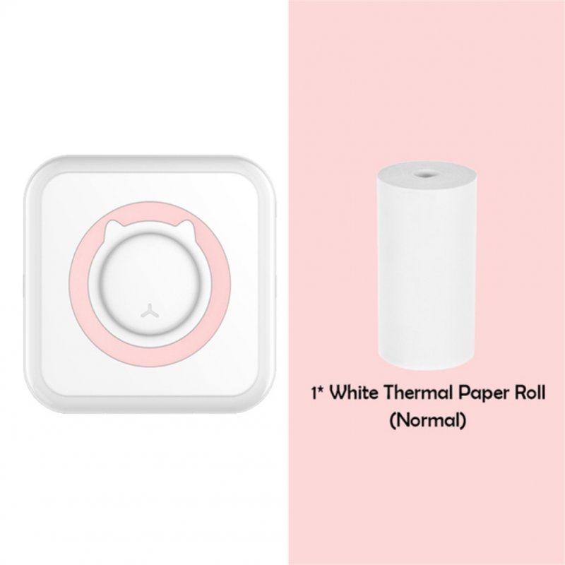 C15 Pocket Thermal Printer Lightweight Portable Mini Wireless Bt Connect 200dpi Photo Label Memo Problem Printer With 1 Roll Paper pink