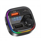 C26 FM Transmitter For Car Bluetooth 5.0 Hands-free Call RGB Backlight Dual USB Car Charger MP3 Music Player black