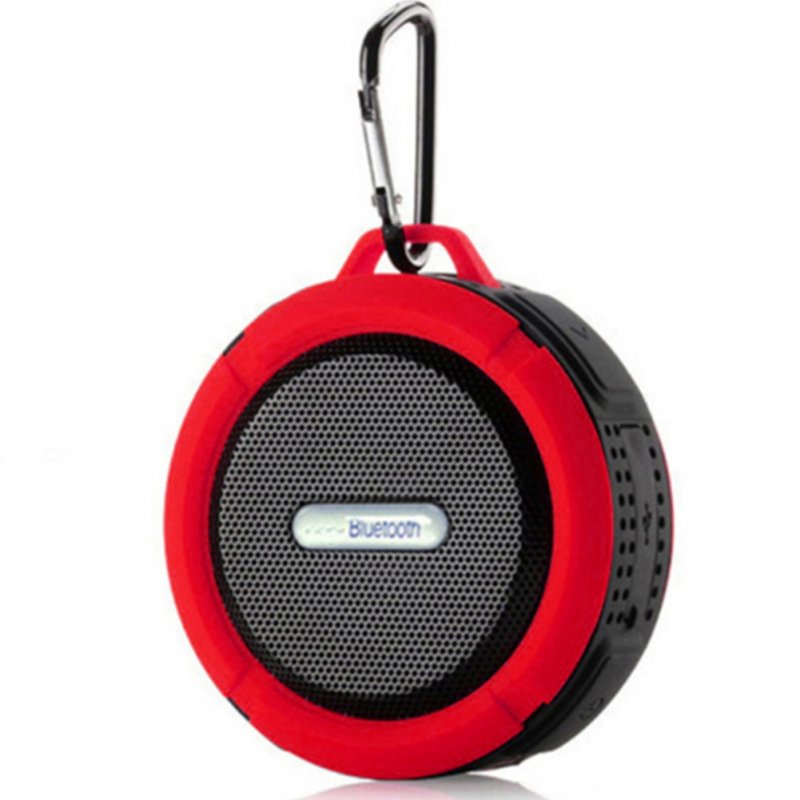 C6 Waterproof Speaker Suction Cup Mini Bluetooth-compatible Stereo Speaker Outdoor Sports Mini Subwoofer Small Speaker Red