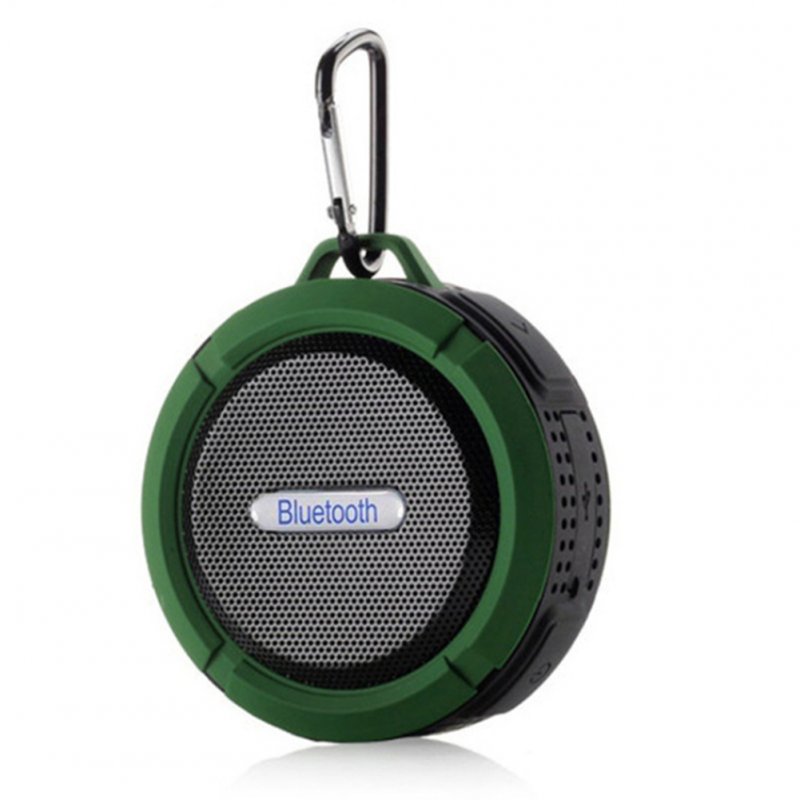 C6 Waterproof Speaker Suction Cup Mini Bluetooth-compatible Stereo Speaker Outdoor Sports Mini Subwoofer Small Speaker Olive