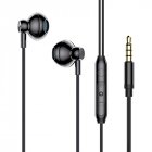C71 Metal Semi-in-ear Earphone Wire Control Hifi Noise Reduction Earbuds With Microphone Universal K Song Game Live Headset black