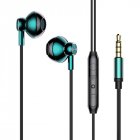 C71 Metal Semi-in-ear Earphone Wire Control Hifi Noise Reduction Earbuds With Microphone Universal K Song Game Live Headset green