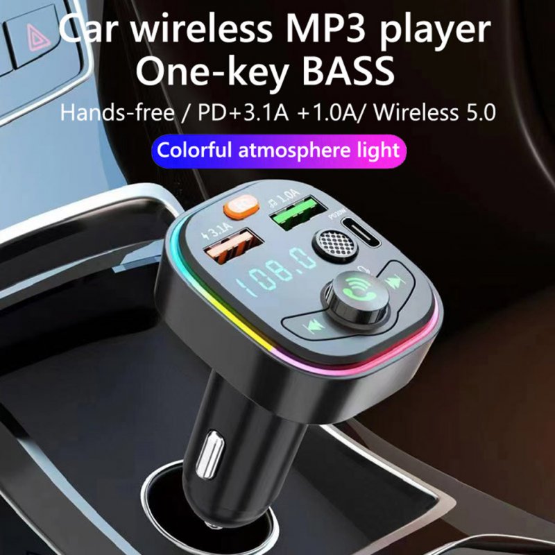 Q6 Car Radio FM Transmitter Dual USB Fast Charging Adapter MP3 Music Player Hands Free Car Kit With Pressure Gauge 