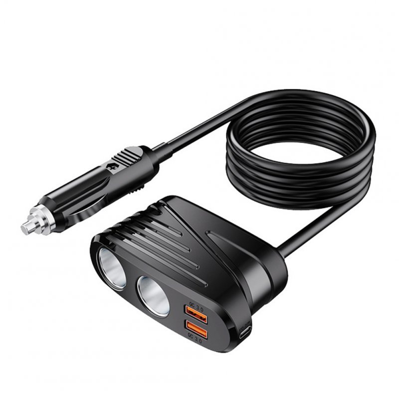USB Car Charger Dual QC3.0 Single Type-C PD18W Fast Charging 2 Sockets Cigarette Lighter Splitter For 12/24V Vehicle 