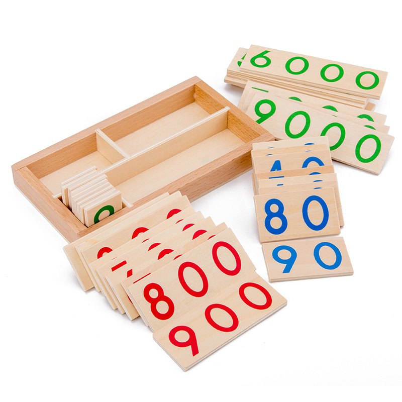 Wooden Number Cards 1-9000 Numbers Wooden Cards Math Teaching Aids Early Educational Learning Toys Birthday Christmas Gifts For Kids 