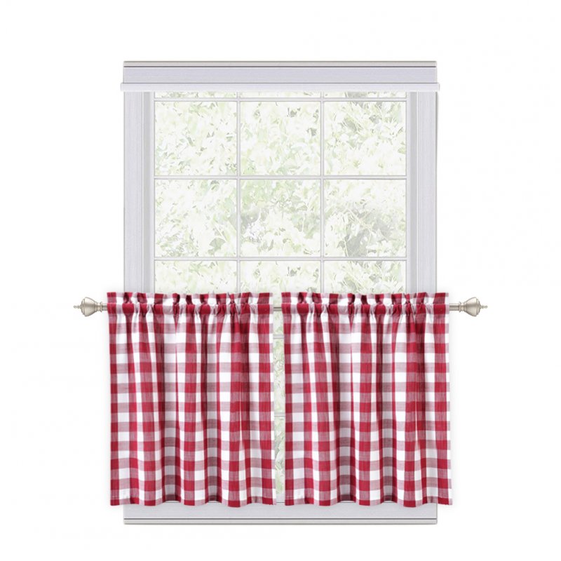 CAROMIO 2PCS Buffalo Check Rod Pocket Window Curtain Home Decor Window Treatments Small Window Curtains Set