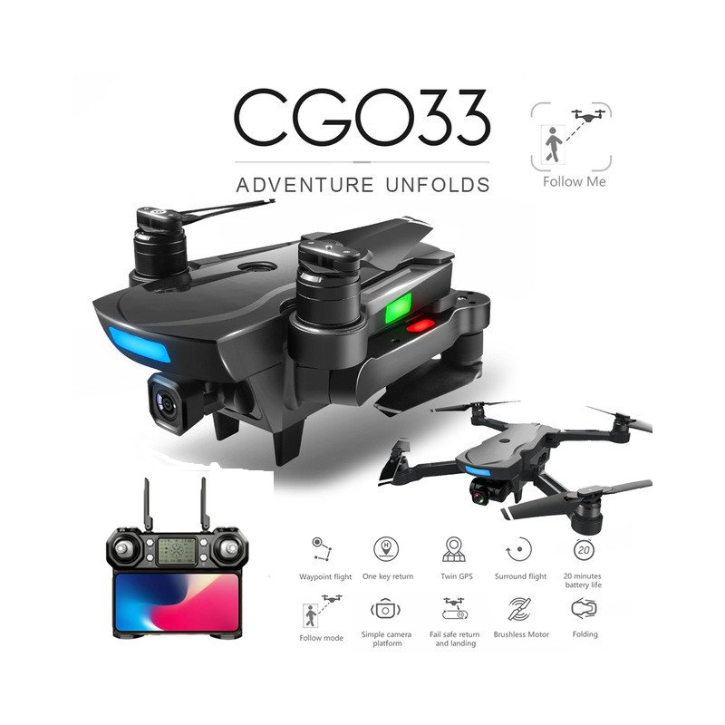 CG033 Brushless FPV Quadcopter with 4K HD Wifi Gimbal Camera RC Helicopter Foldable Drone GPS Drone Kids Gift vs SG906 F11 zen k1 1 battery