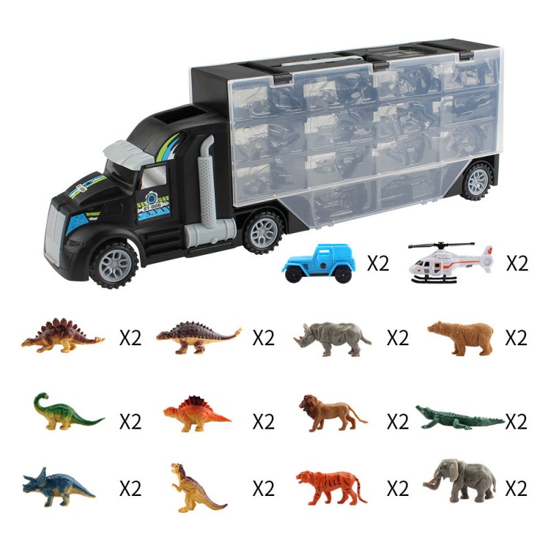 Dinosaur Truck For Kids Dinosaur Transport Truck With Dino Animal Mode Helicopter For Kids Birthday Gifts 