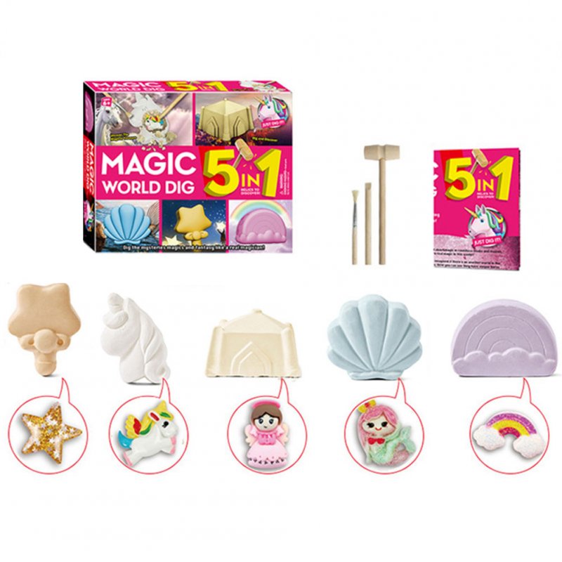 Fossils Dig Kit With Tools 5 In 1 Science Magic Treasure Digging Set Educational Toys For Geology Enthusiasts 