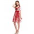 CLEARLOVE Women Classic Dirndl Sexy Lace Apron Floral Dress 3pcs Suit for Beer Festival Red DE Size 2XL