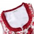 CLEARLOVE Women Classic Dirndl Sexy Lace Apron Floral Dress 3pcs Suit for Beer Festival Red DE Size 2XL