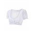 CLEARLOVE Women Lace Stitching Floral Short Sleeve German Dirndl Oktoberfest Blouse Crop Top White US Size M