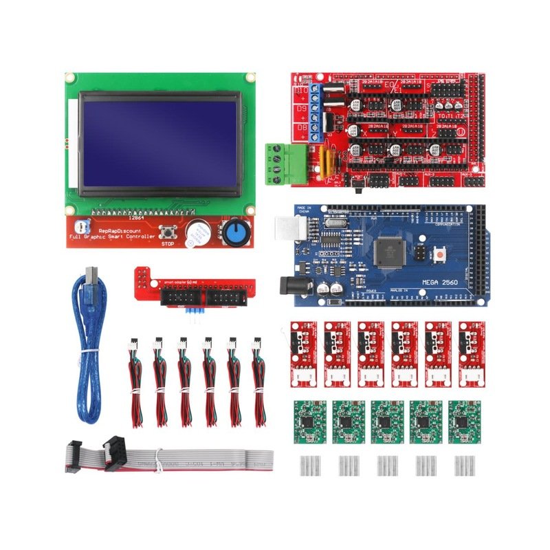 CNC 3D Printer Kit with Mega 2560 Board RAMPS 1.4 Controller LCD 12864 A4988 Stepper Driver for Arduino 3D printer kit