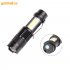 COB LED Flashlight Portable Mini ZOOM Torchflashlight Built in 1200mah Battery white light