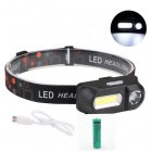 COB LED Portable USB Charging Headlamp for Outdoor Camping Fishing black_With 18650 battery
