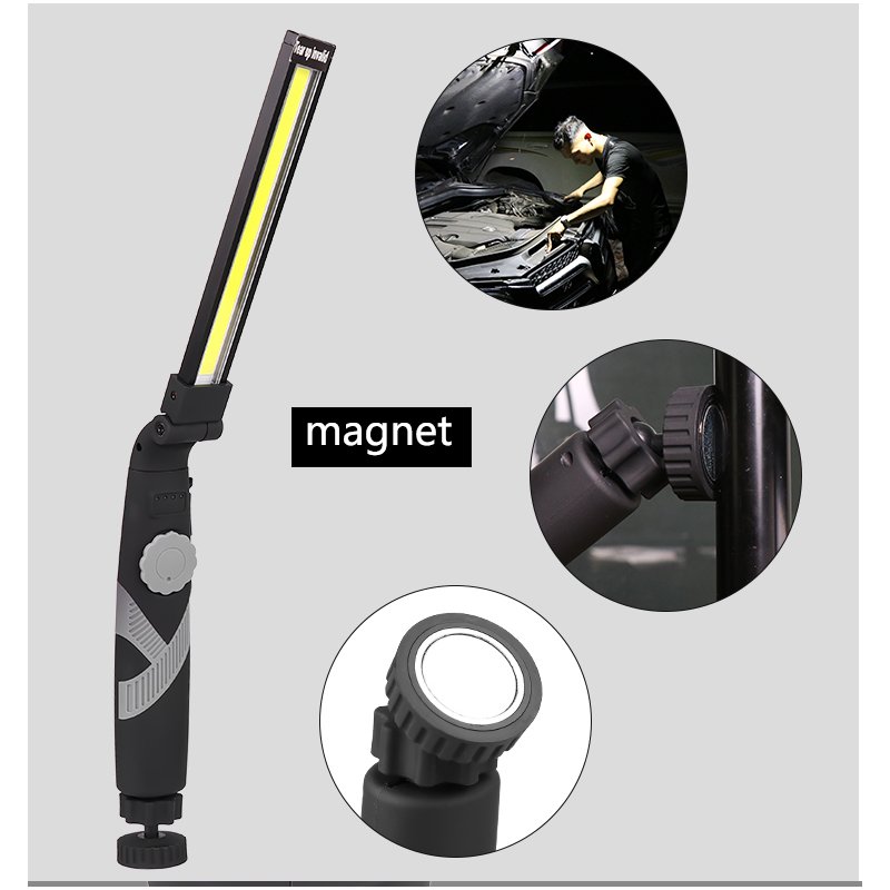 COB LED Rotated Foldable Portable Dimming Magnetic Work Light black_1465B-COB narrow side