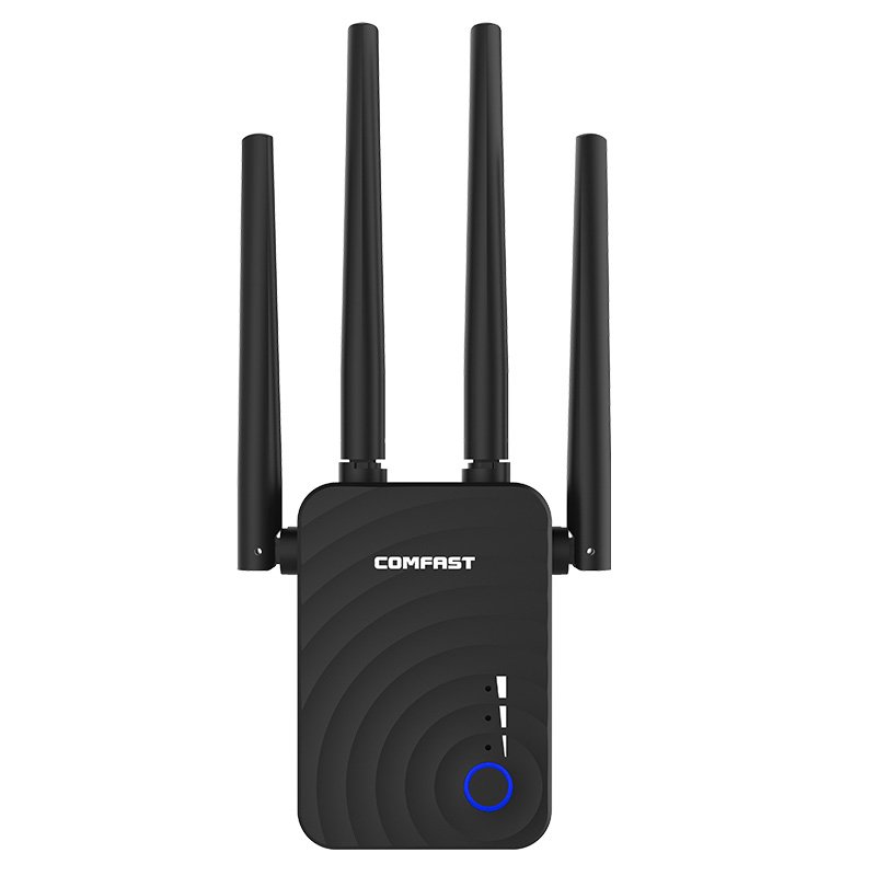 COMFASTCF-WR754AC 1200Mbps Home Wireless Extender Router Wifi Repeater 5Ghz Long Wifi Range Extender Booster 4*2dbi Antenna  black
