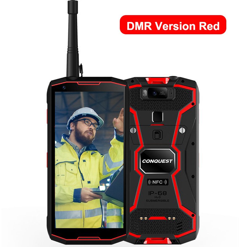 Original CONQUEST S12 Pro Phone Safety Explosion Proof IP68 4G Mobile Phone 8000mAh Android Rugged Smartphone EU Plug red_6+128GB with intercom
