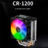 CR1200 CPU Air Cooler RGB 3Pin 2 Heat Pipe CPU Heatsink Automatic Lighting Cooling Fans For LGA 775 1150 AM4 AM3  AM3 black