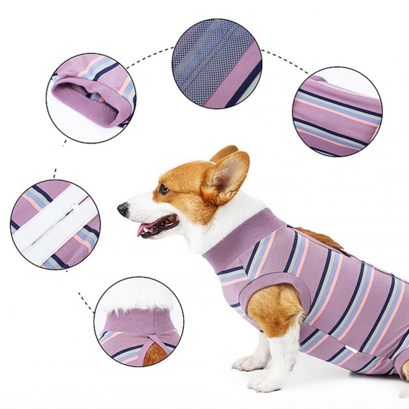 Pet Dog Striped Surgery Recovery Suit Highly Elastic Comfortable Anti-licking Alternative Abdominal Wounds Bandages wine red strip S