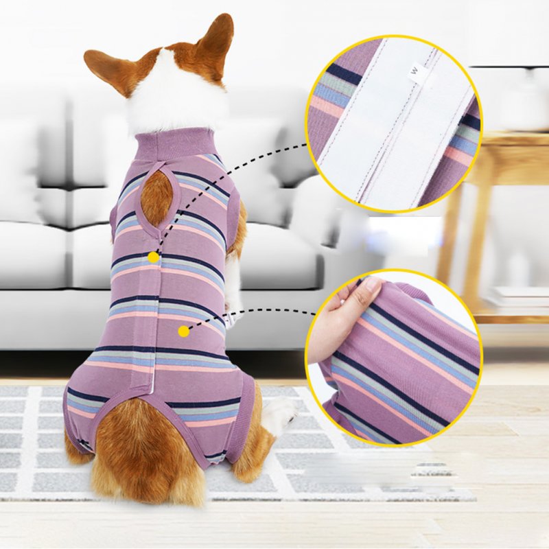 Pet Dog Striped Surgery Recovery Suit Highly Elastic Comfortable Anti-licking Alternative Abdominal Wounds Bandages wine red strip S