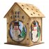 Cabin Shape Hanging Pendant with Light for Christmas Wooden Decoration Single story roof snowman